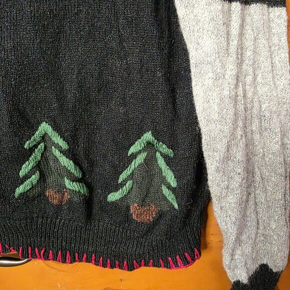 Holiday Lodge Cardigan Sweater Size Medium Christmas Holiday Cabin Moose Rustic - Picture 8 of 8